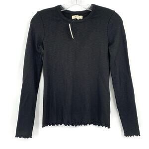 Madewell NWT Black Long-Sleeve Baby Tee Womens Size XXS Preppy Minimalist